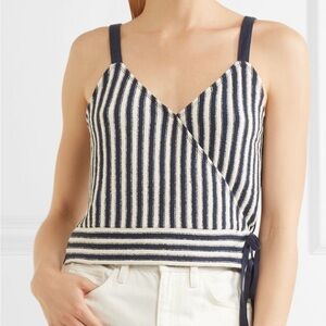 Madewell Striped Faux Wrap Top Size Large